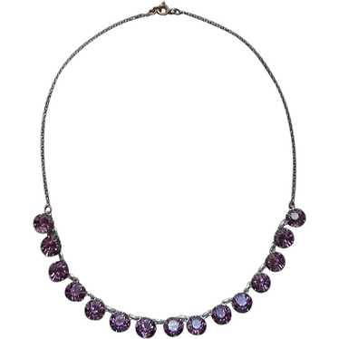 1920s Riviere Purple Glass Stones Necklace Antique