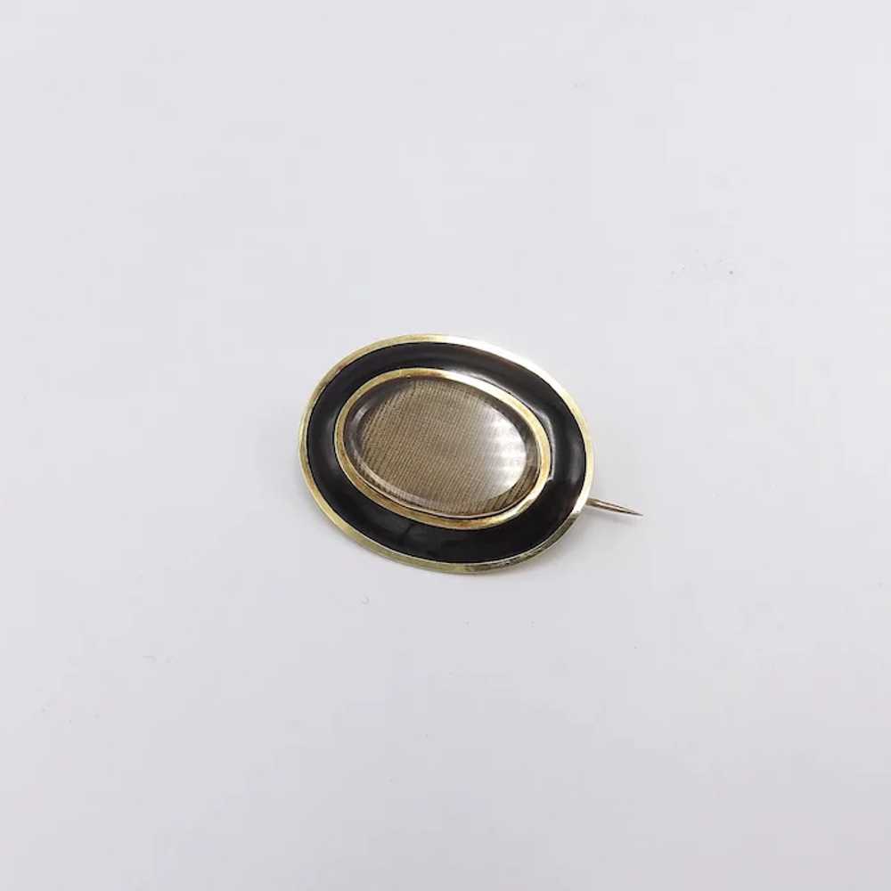 Oval Onyx Victorian Hair Brooch - image 2