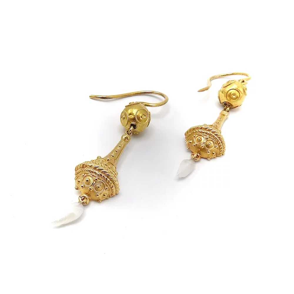 14K Victorian Etruscan Revival Drop Earring - image 2