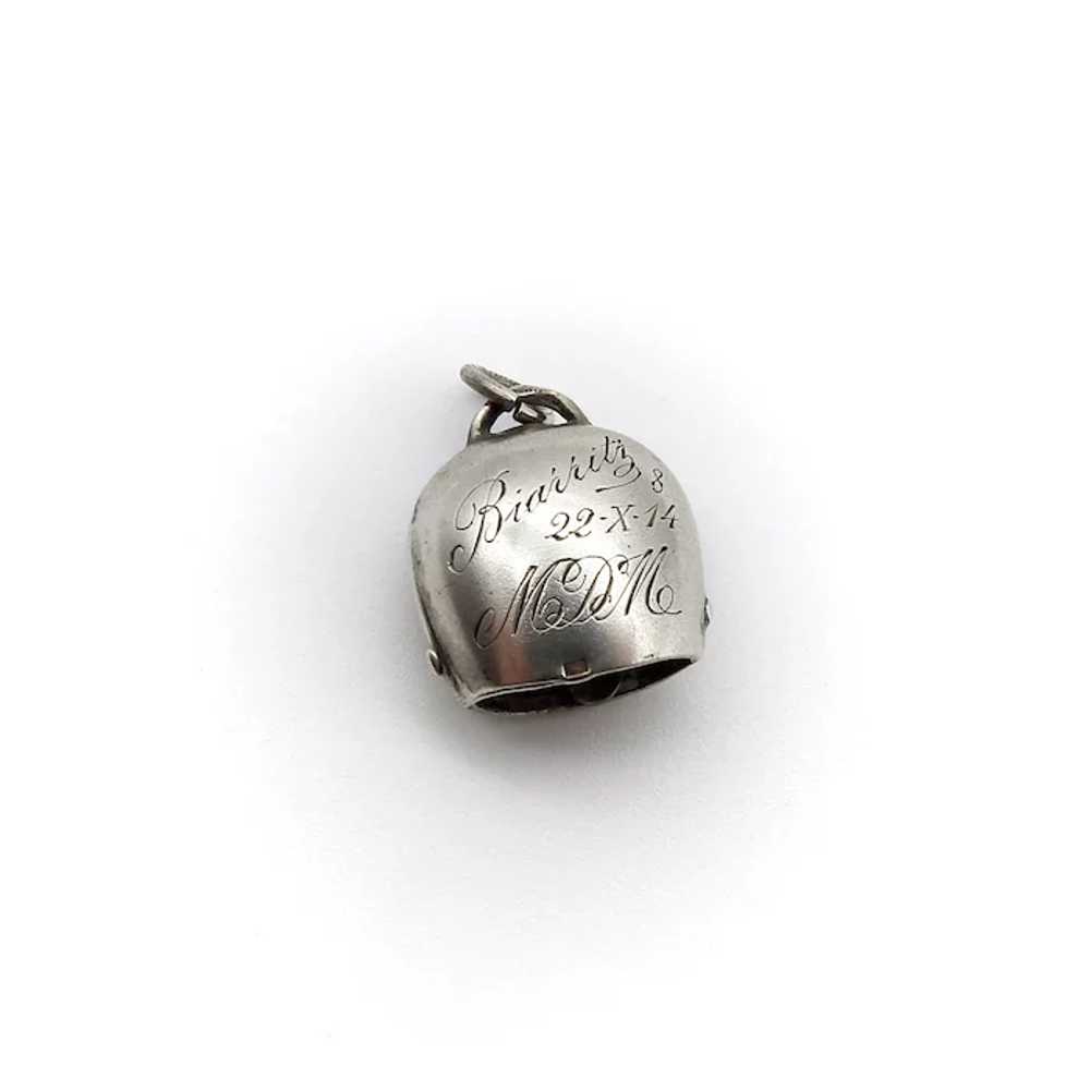 Biarritz Casino Scenic Enamel Silver Cowbell Charm - image 3