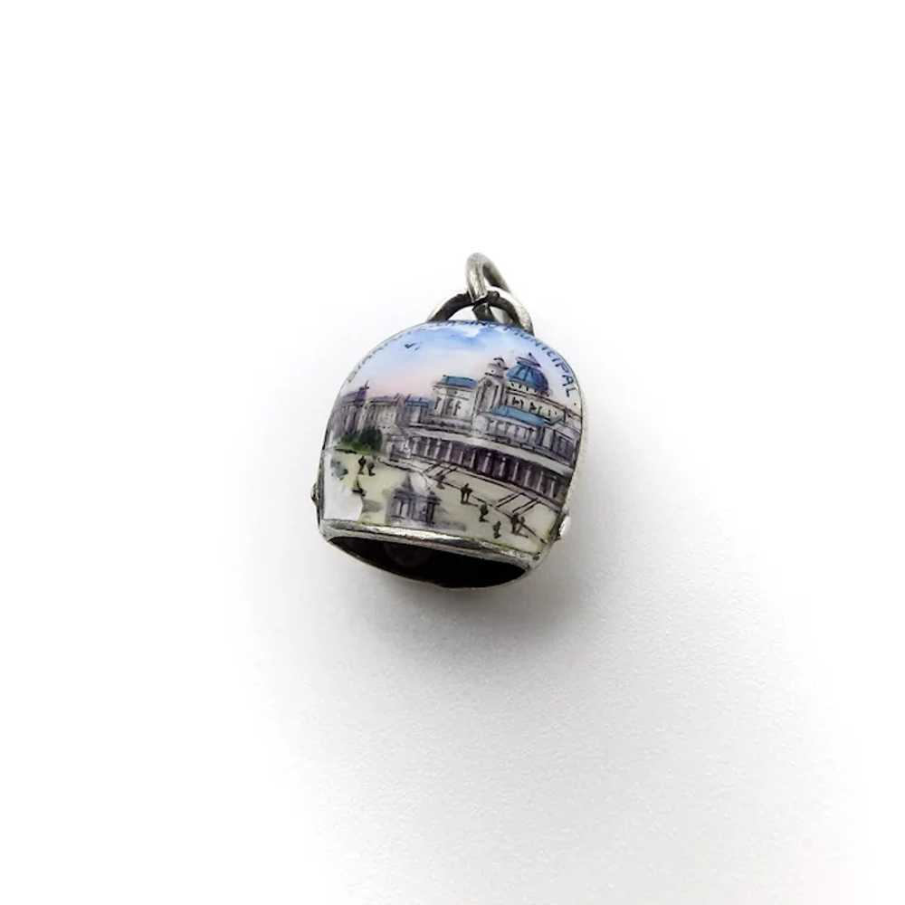 Biarritz Casino Scenic Enamel Silver Cowbell Charm - image 5