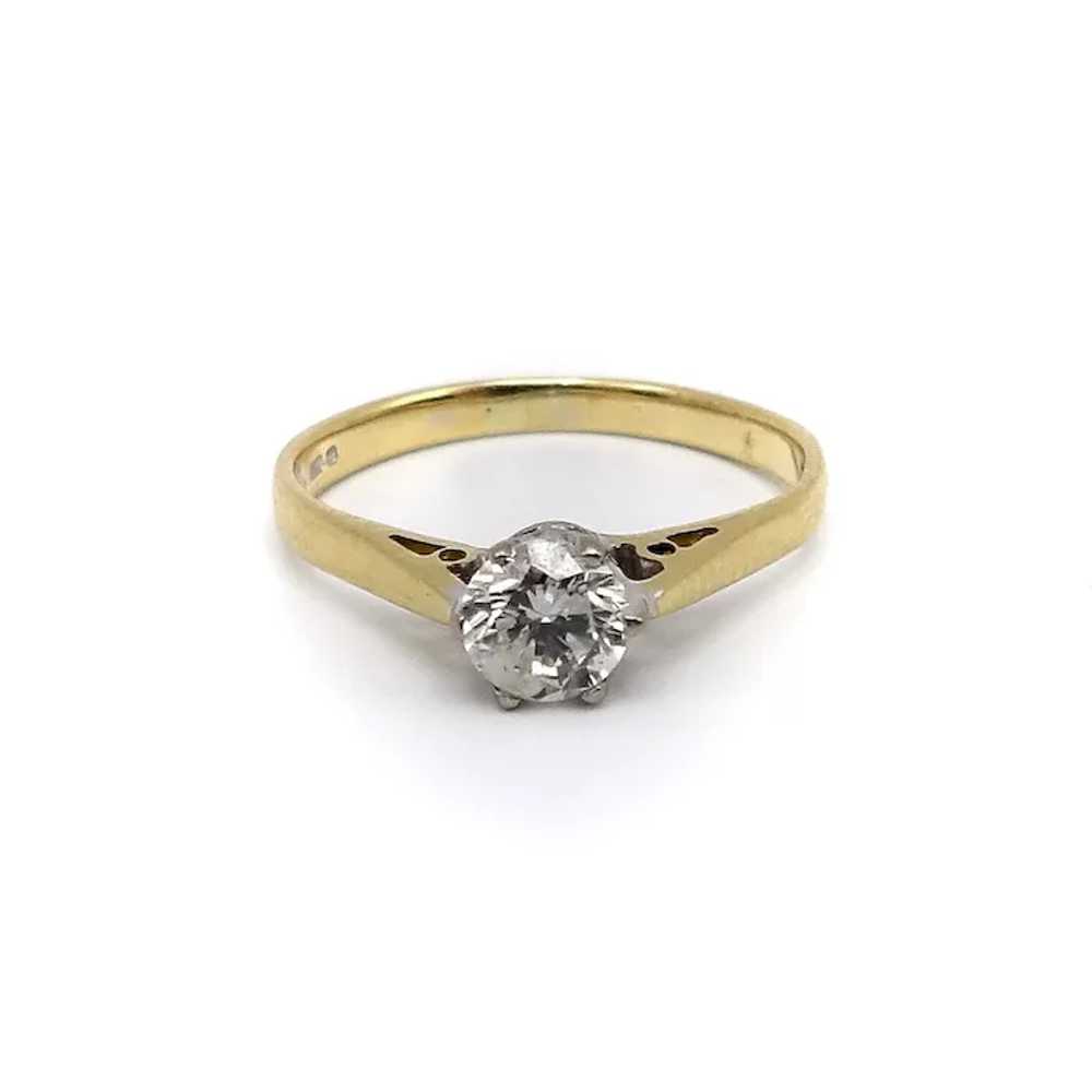Vintage 18K Gold & Platinum Solitaire Diamond Ring - image 2