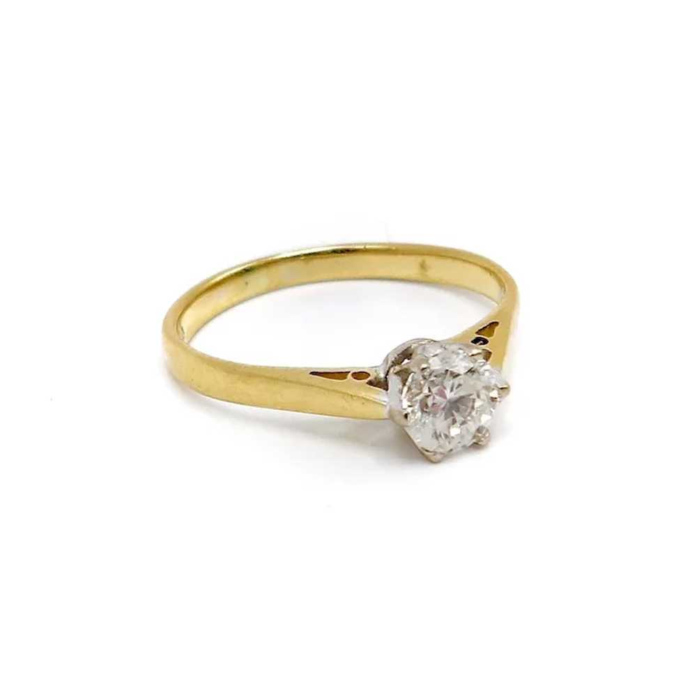 Vintage 18K Gold & Platinum Solitaire Diamond Ring - image 5