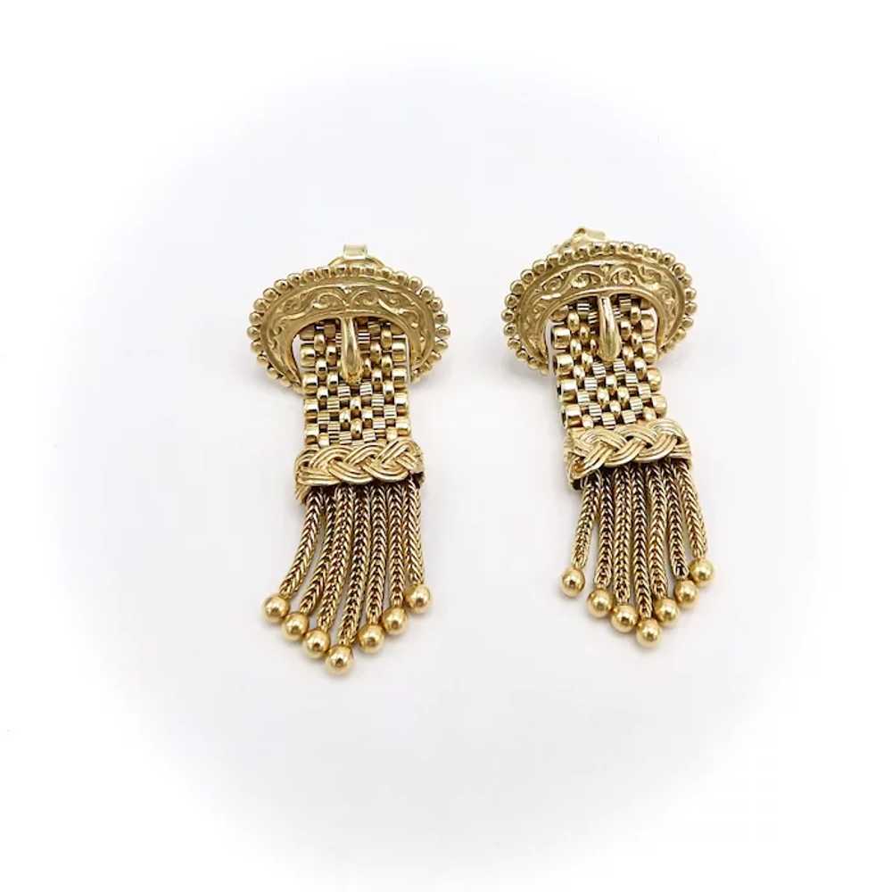 Victorian era 14K Gold Buckle Dangle Earrings - image 4