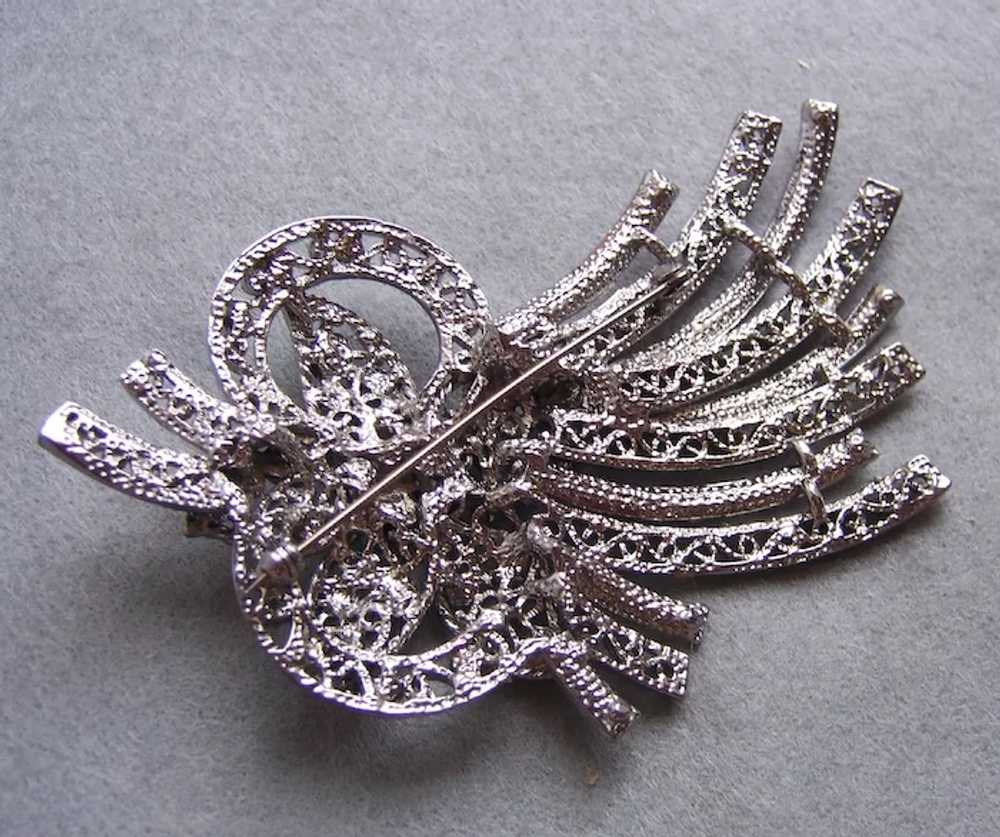 Large Hollywood Regency brooch with clear rhinest… - image 3