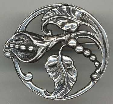 Filigree Flower Sterling Silver Brooch Pin - Tiger Lily