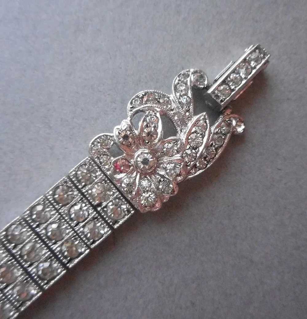 Otis Sterling Silver Art Deco Crystal Rhinestone … - image 2