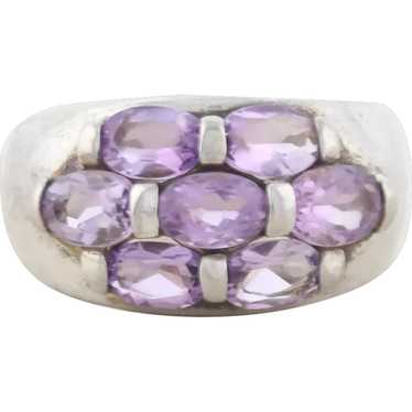 Sterling Silver Amethyst Ring size 7 1/4  Thick B… - image 1
