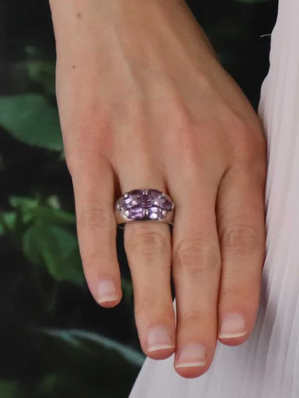 Sterling Silver Amethyst Ring size 7 1/4  Thick B… - image 2