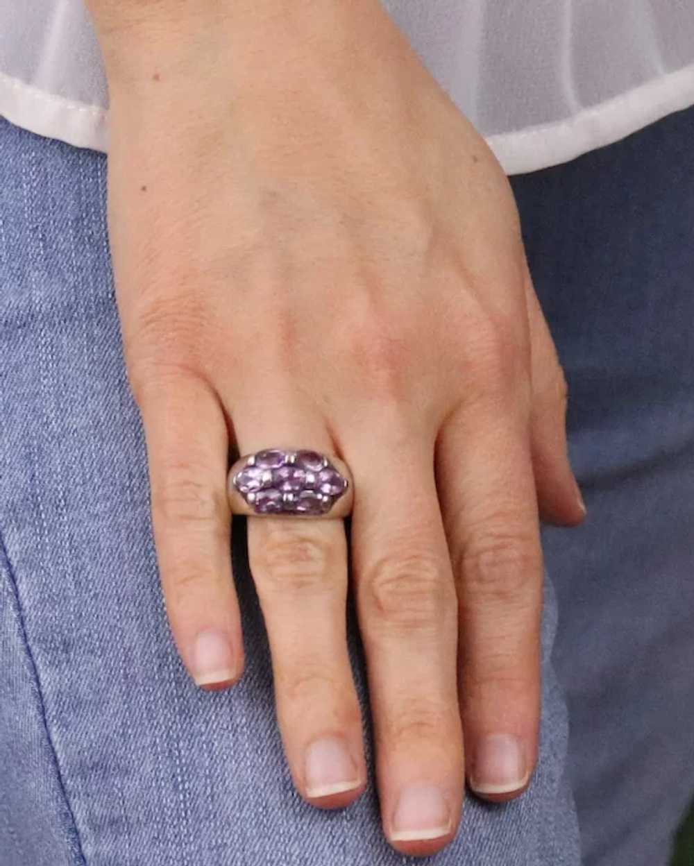 Sterling Silver Amethyst Ring size 7 1/4  Thick B… - image 3