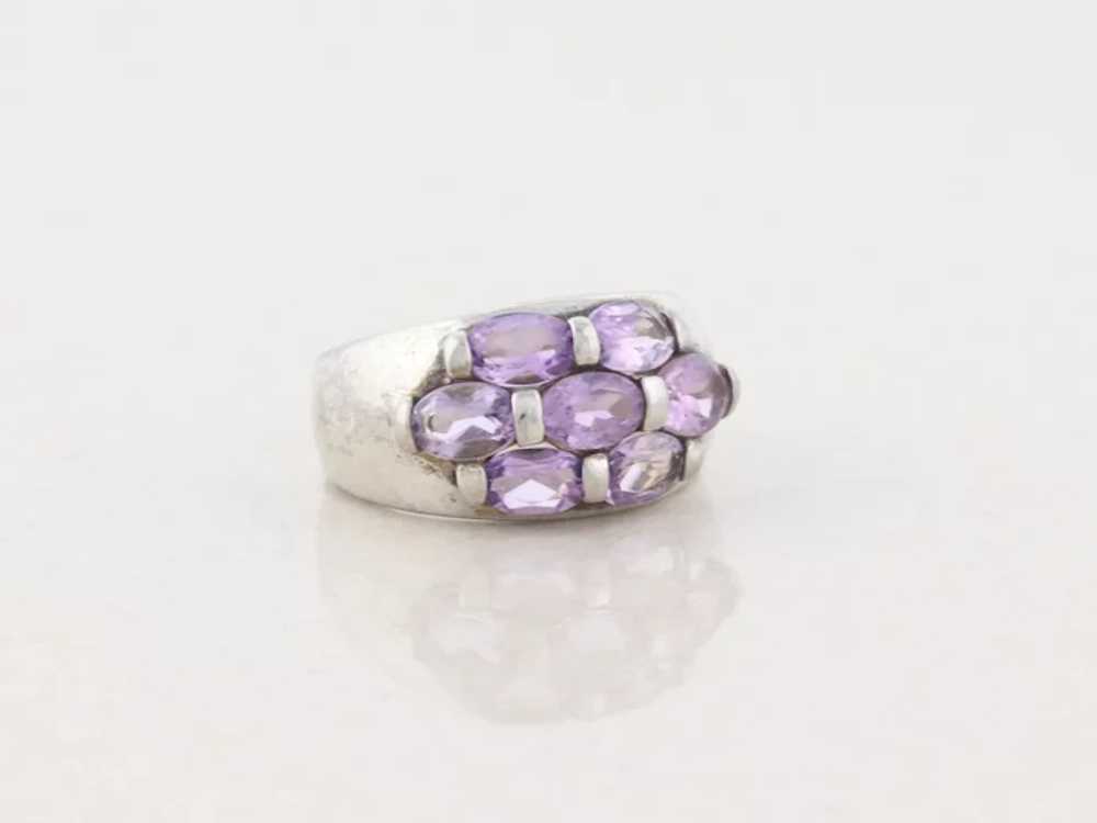 Sterling Silver Amethyst Ring size 7 1/4  Thick B… - image 4