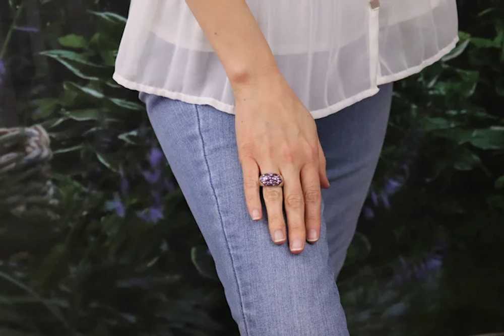 Sterling Silver Amethyst Ring size 7 1/4  Thick B… - image 9