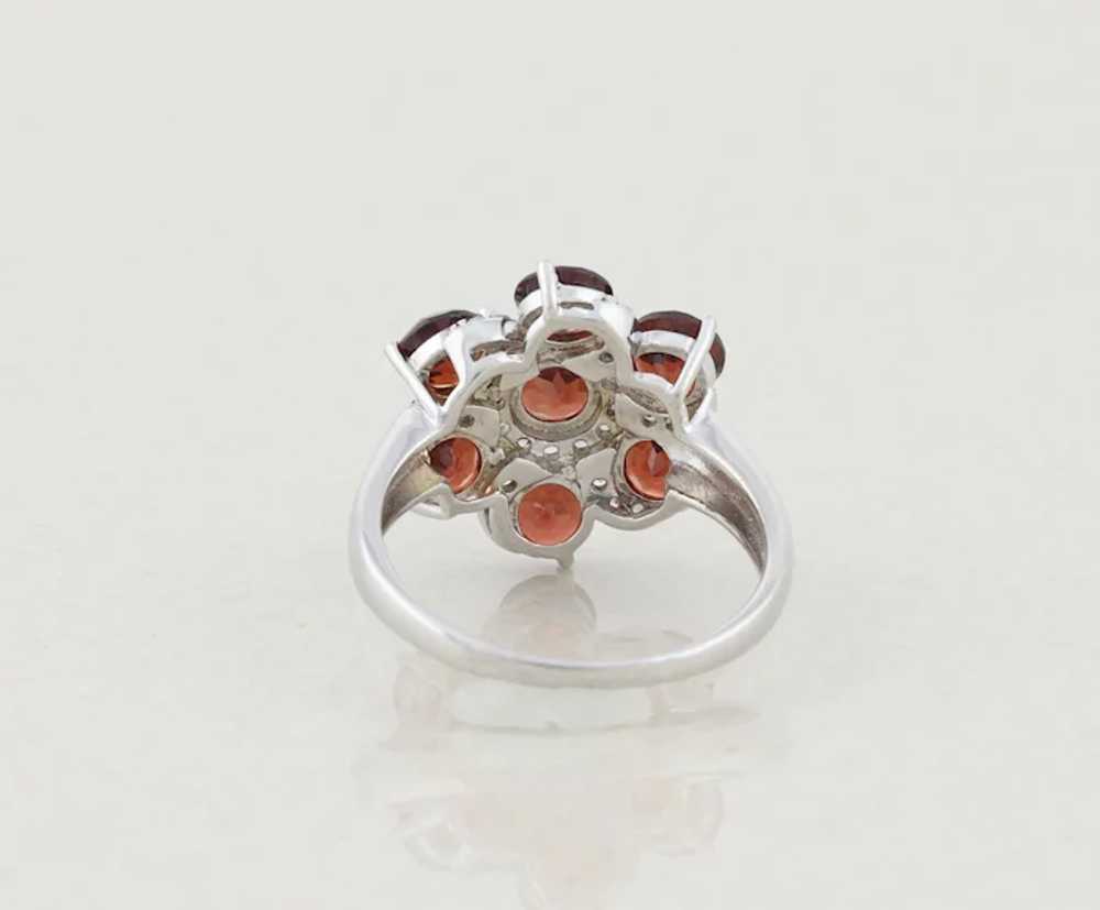 Sterling Silver Garnet and White Topaz Flower Rin… - image 7