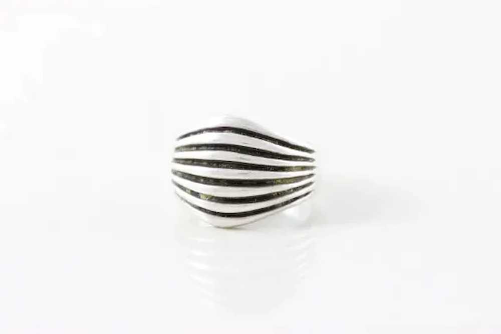 Sterling Silver Ribbed Band Ring Size 7 - image 4