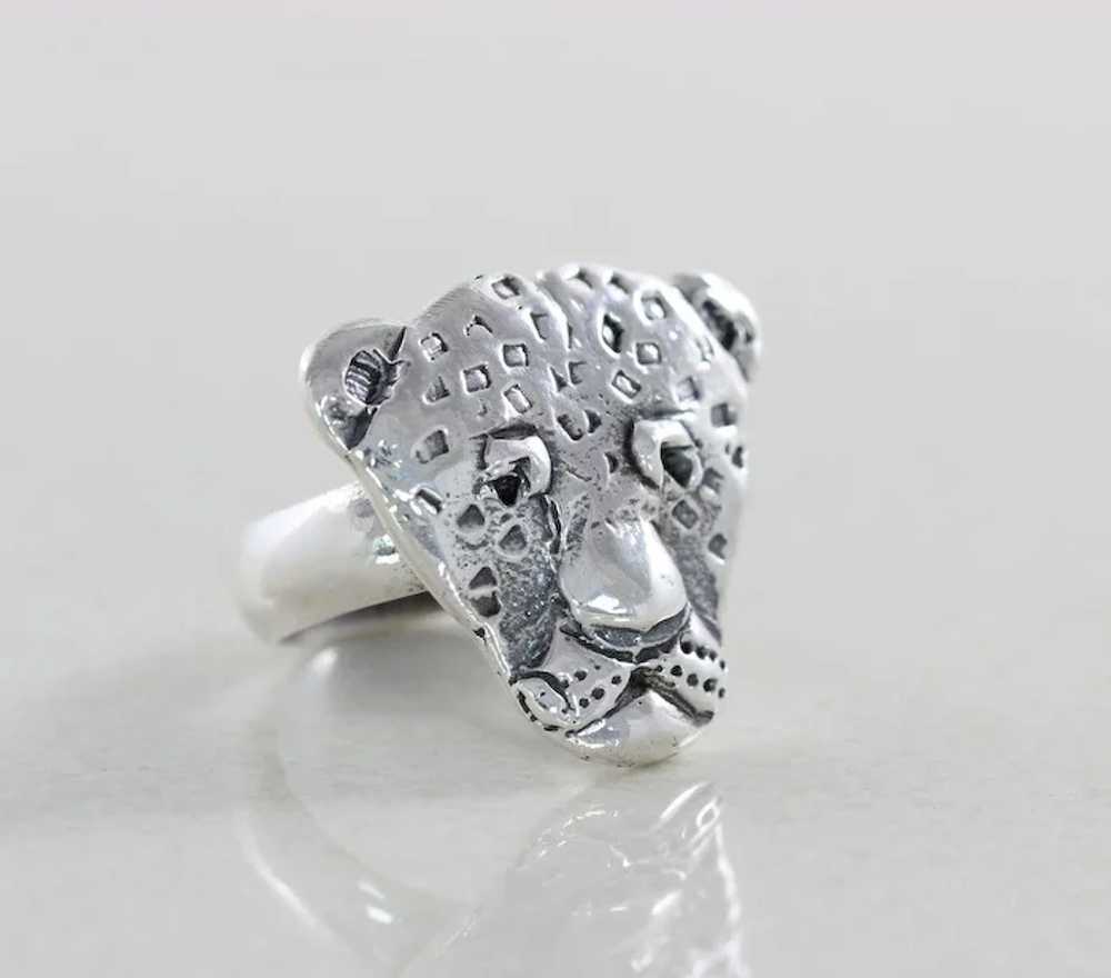 950 Silver Animal Cheetah Ring Size 7 1/4 - image 2