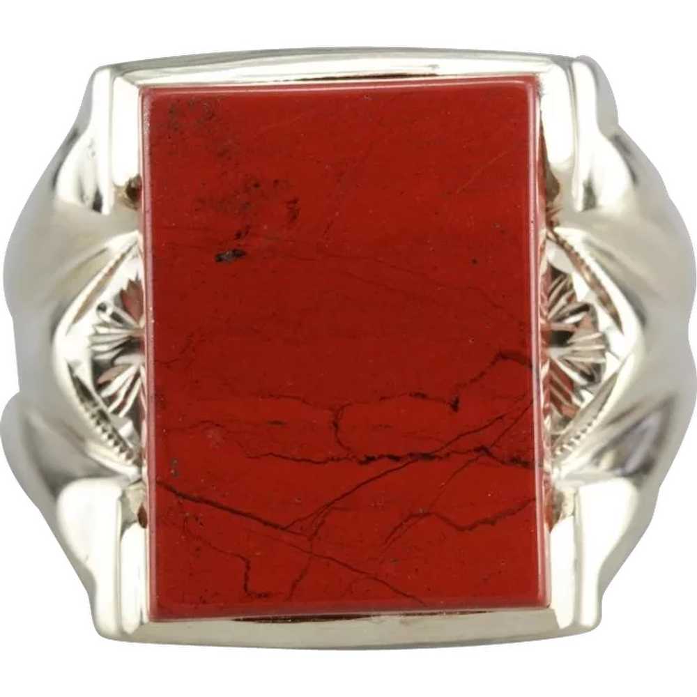 Vintage Red Jasper Men's Ring - image 1