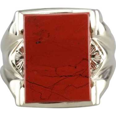 Vintage Red Jasper Men's Ring - image 1