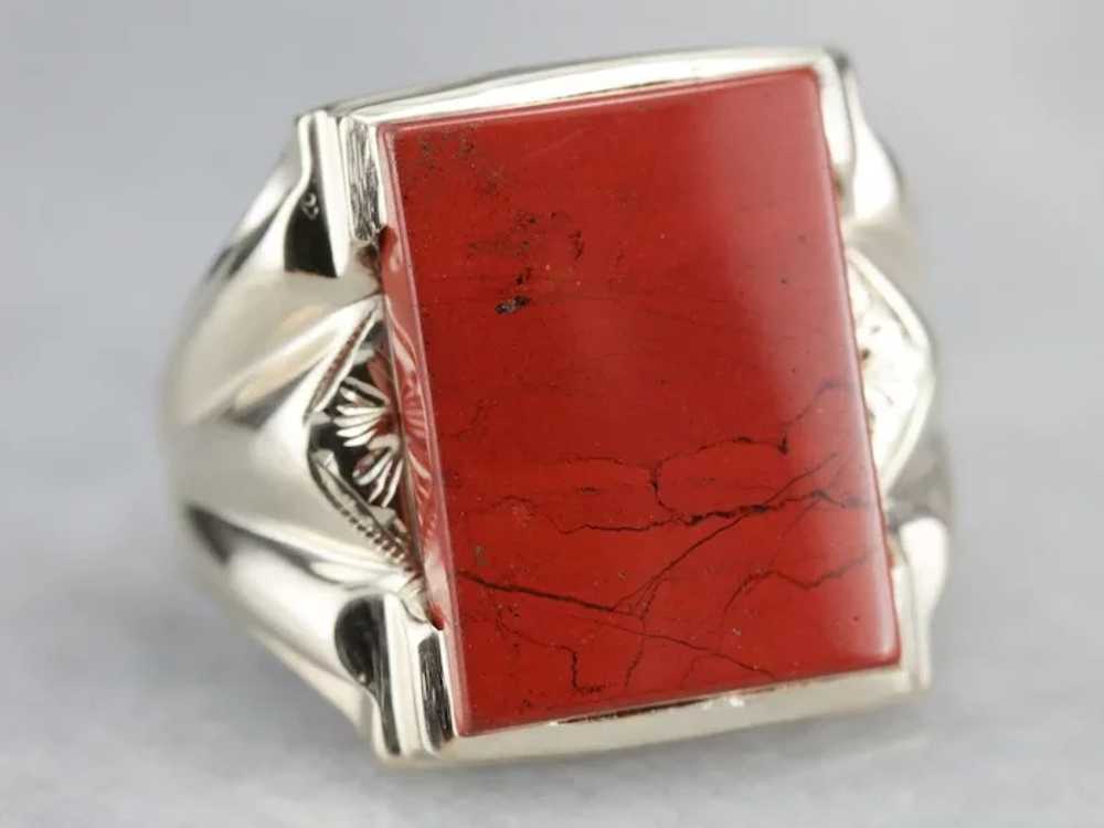 Vintage Red Jasper Men's Ring - image 2