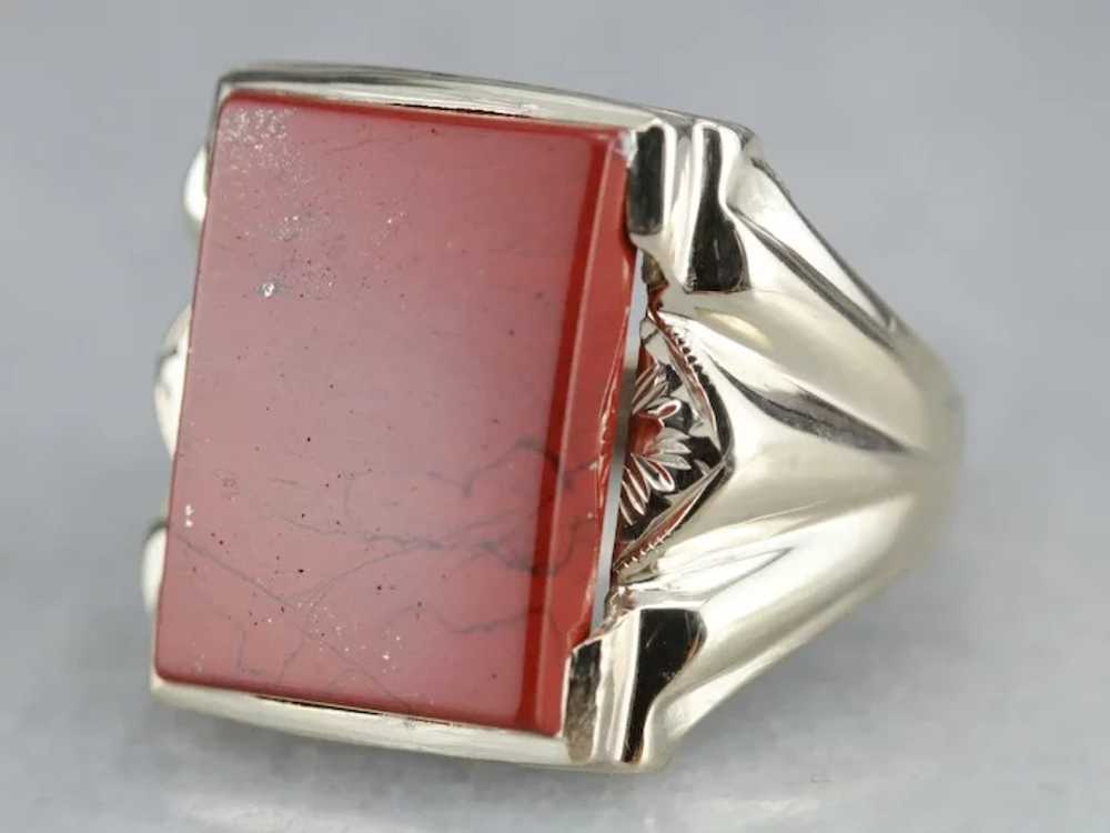 Vintage Red Jasper Men's Ring - image 3