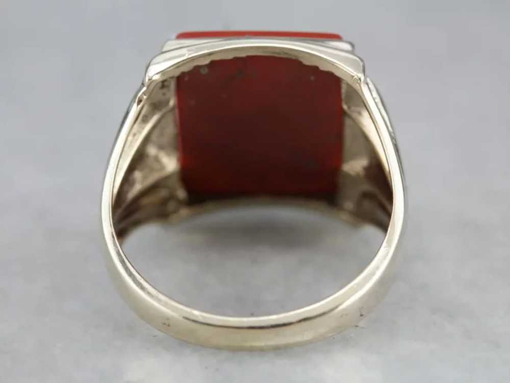 Vintage Red Jasper Men's Ring - image 4