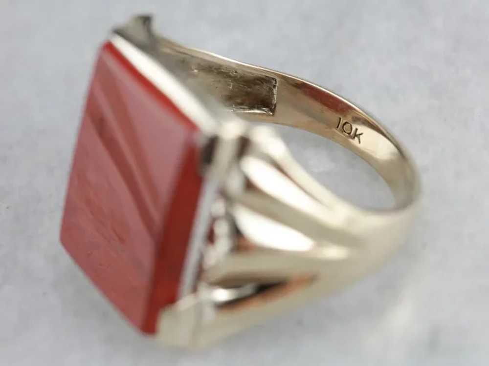 Vintage Red Jasper Men's Ring - image 5