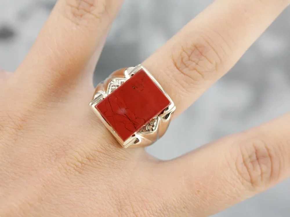 Vintage Red Jasper Men's Ring - image 6