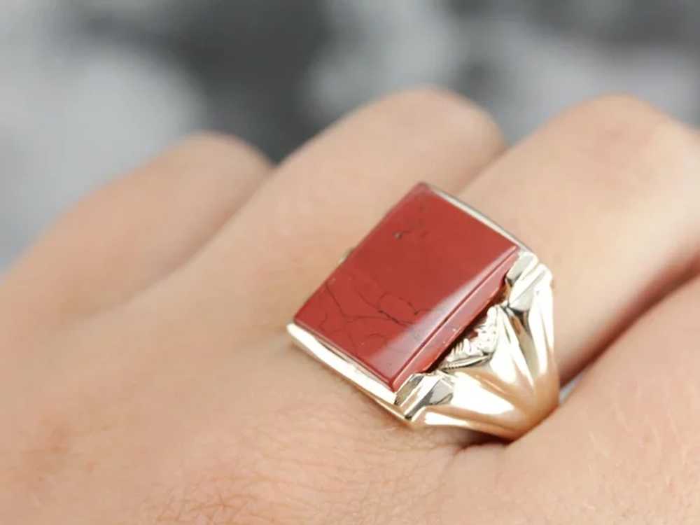 Vintage Red Jasper Men's Ring - image 7