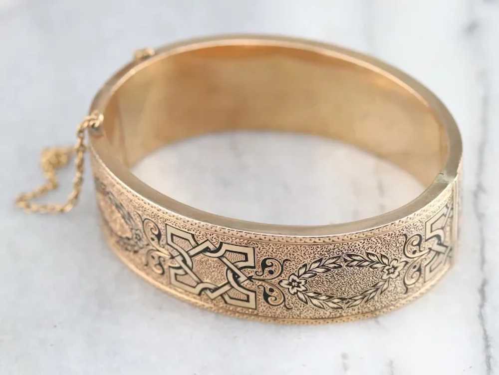 Victorian Black Enamel Bangle Bracelet - image 5
