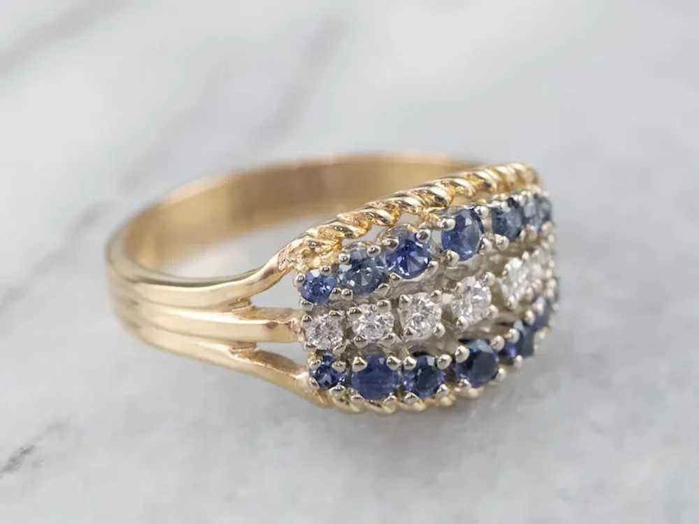 Twisting Sapphire And Diamond Band Or Stacking Ri… - image 2