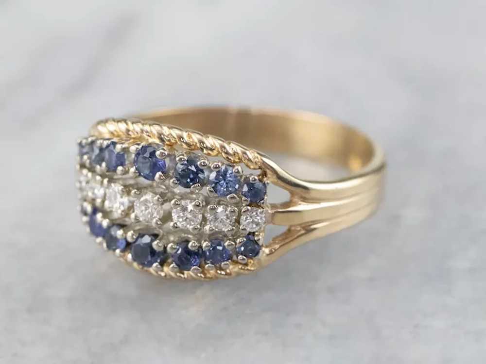 Twisting Sapphire And Diamond Band Or Stacking Ri… - image 3