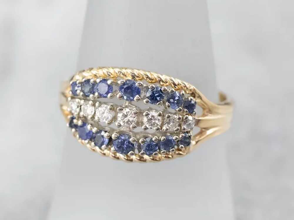 Twisting Sapphire And Diamond Band Or Stacking Ri… - image 9