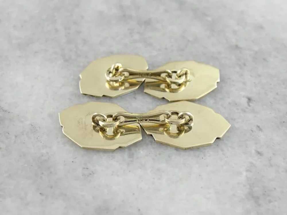 Etched Cufflinks in 14K Yellow Gold, Beautiful Ar… - image 5