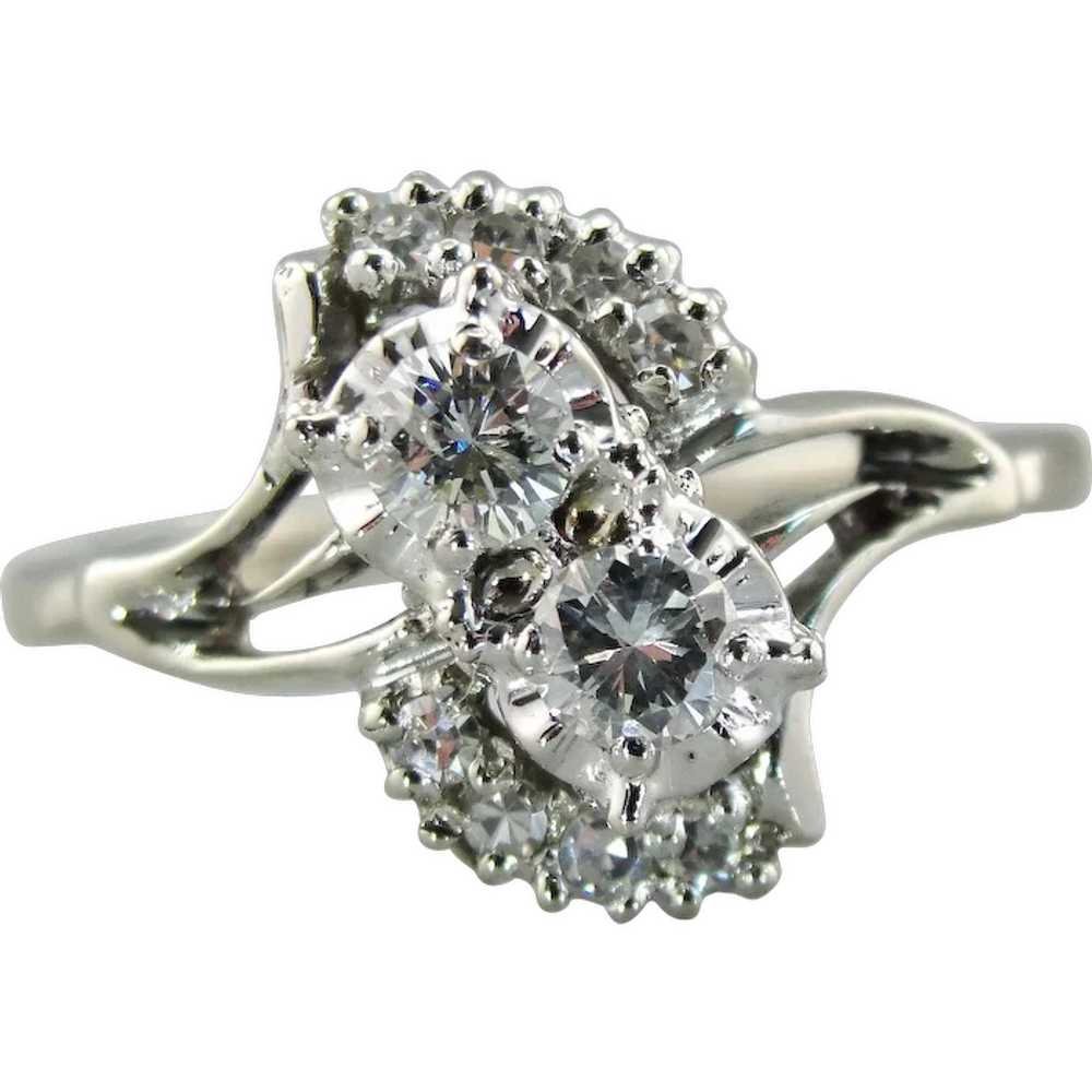 Vintage Double Diamond Bypass Cocktail Ring - image 1