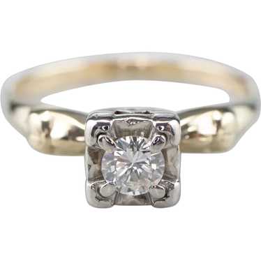 Classic Retro Diamond Solitaire Engagement Ring - image 1