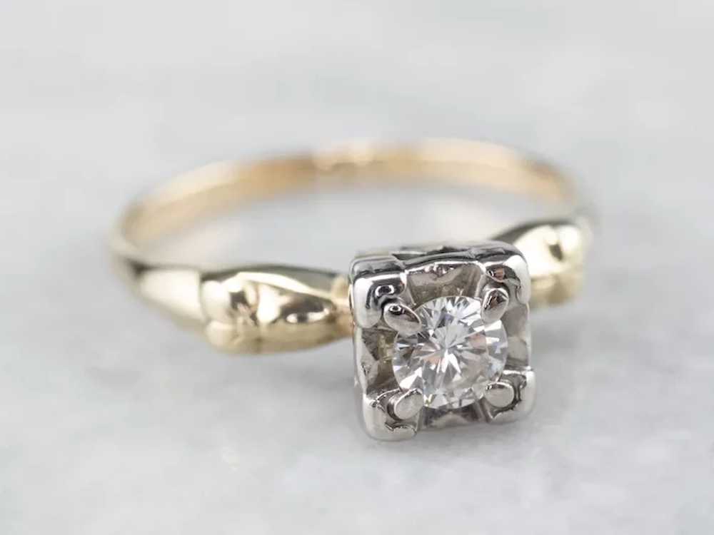 Classic Retro Diamond Solitaire Engagement Ring - image 2