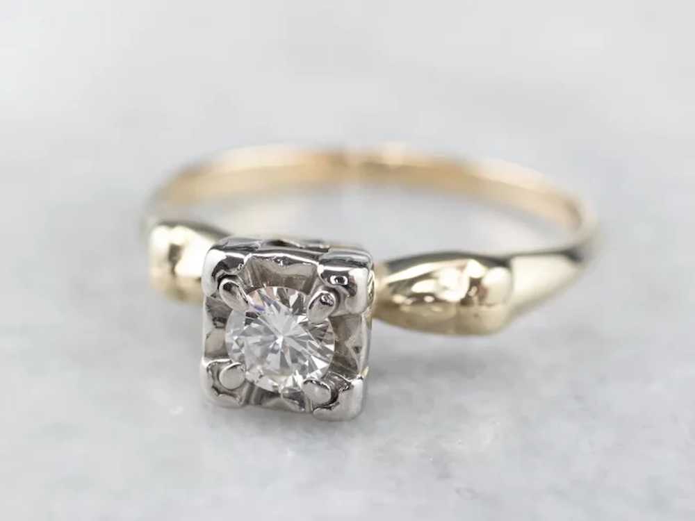 Classic Retro Diamond Solitaire Engagement Ring - image 3