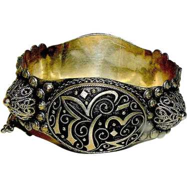 Antique Arabic Tribal 'Ethnic Silver Cuff Bracelet - image 1