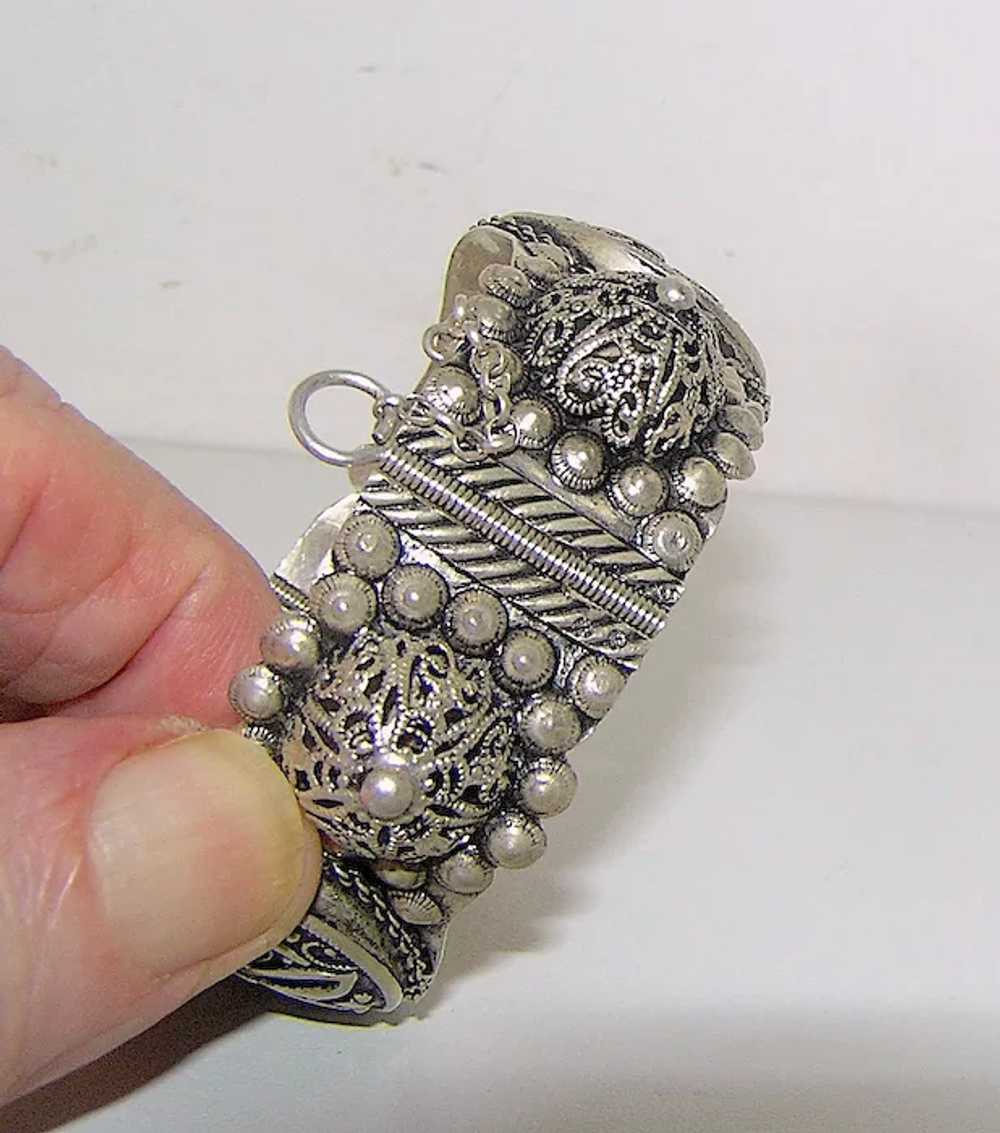 Antique Arabic Tribal 'Ethnic Silver Cuff Bracelet - image 7