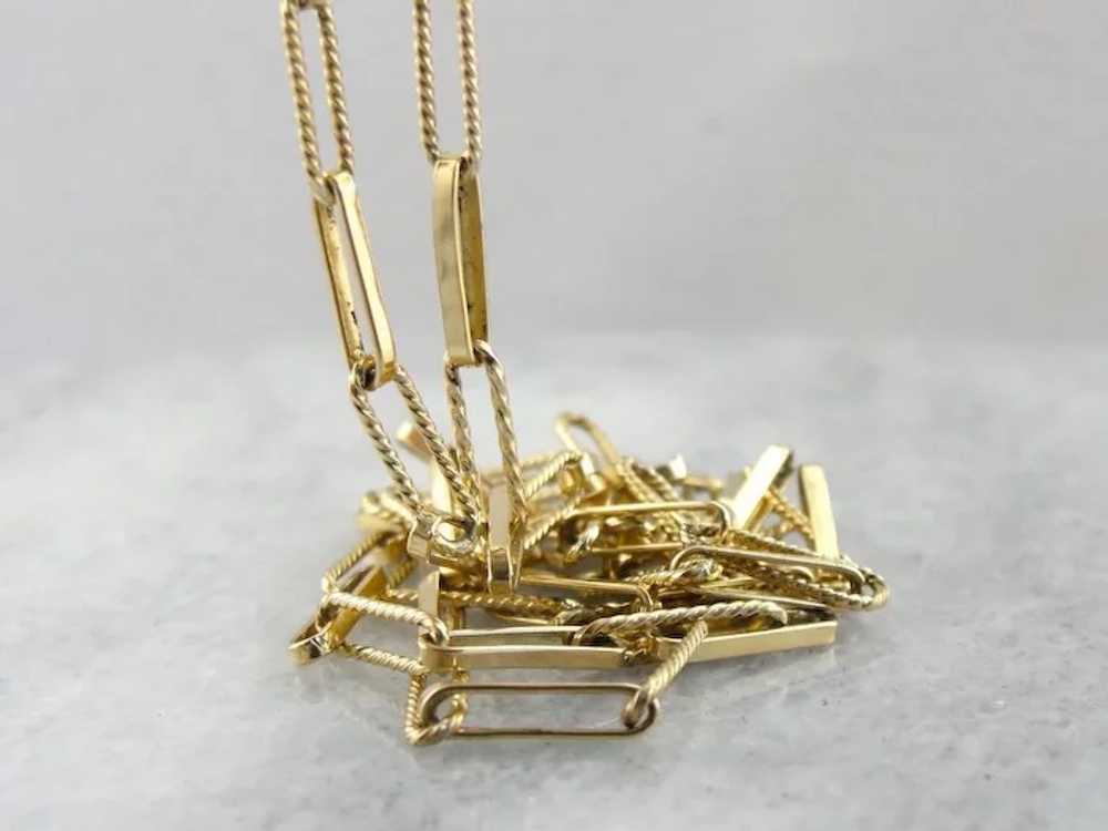 Long Yellow 18 Karat Gold Chain Necklace with Dec… - image 4