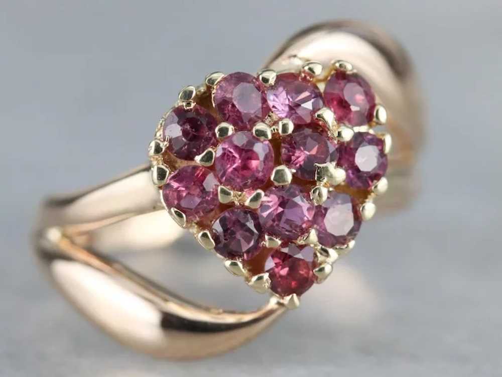 Lovely Ruby Heart Bypass Ring - image 2