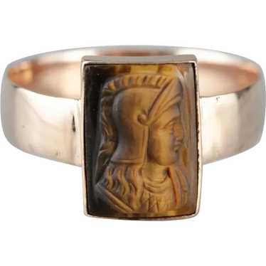 Tiger's Eye Cameo Cocktail Ring