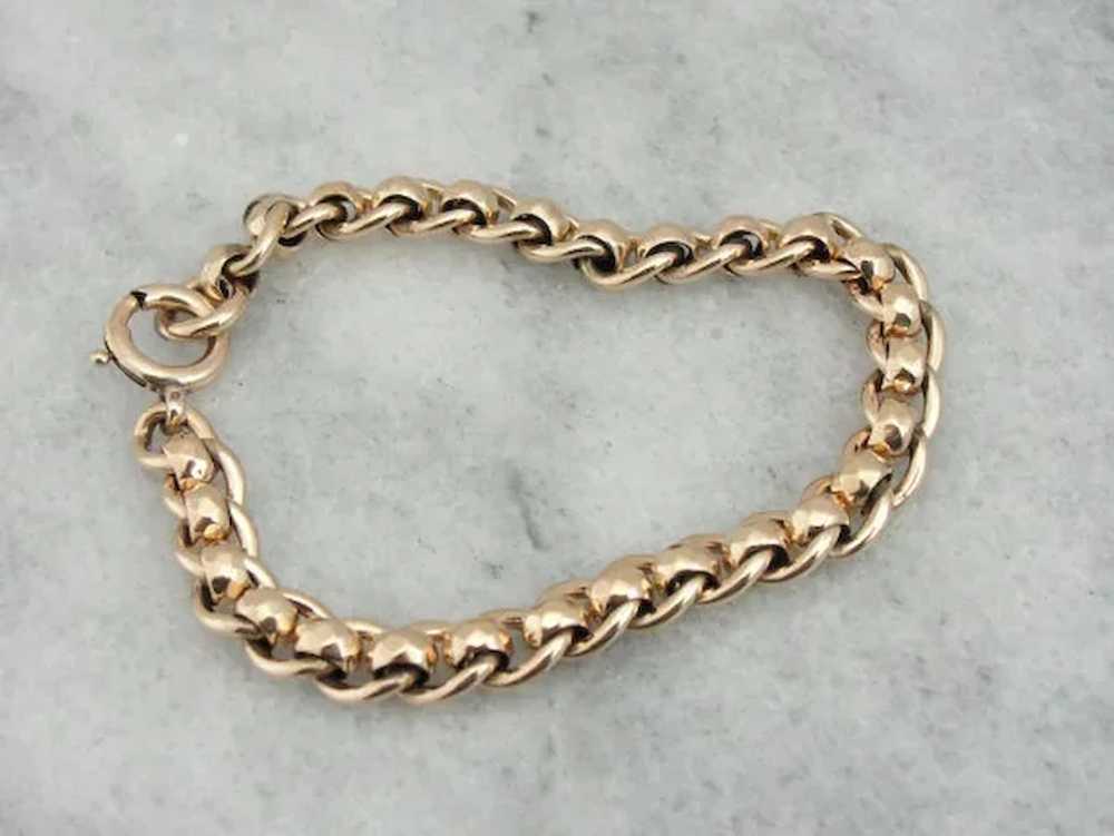 Vintage 9K Rose Gold Chain Bracelet - image 2