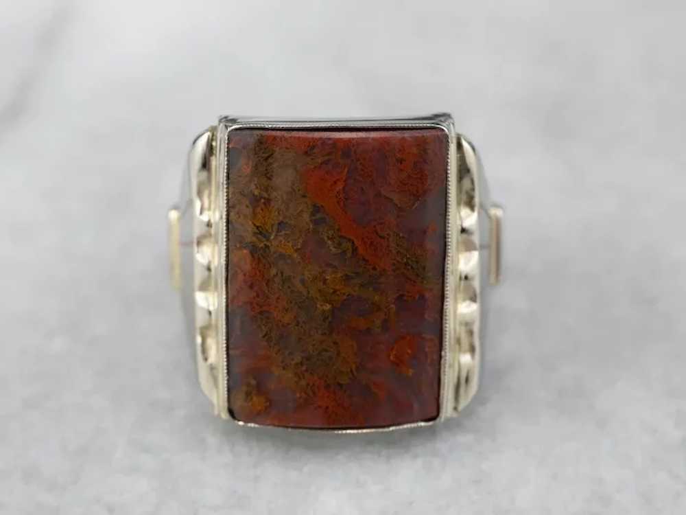 Antique Carnelian Moss Agate Ring - image 2