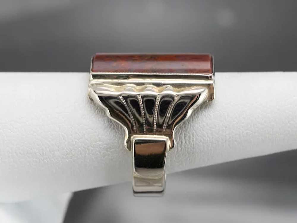 Antique Carnelian Moss Agate Ring - image 7