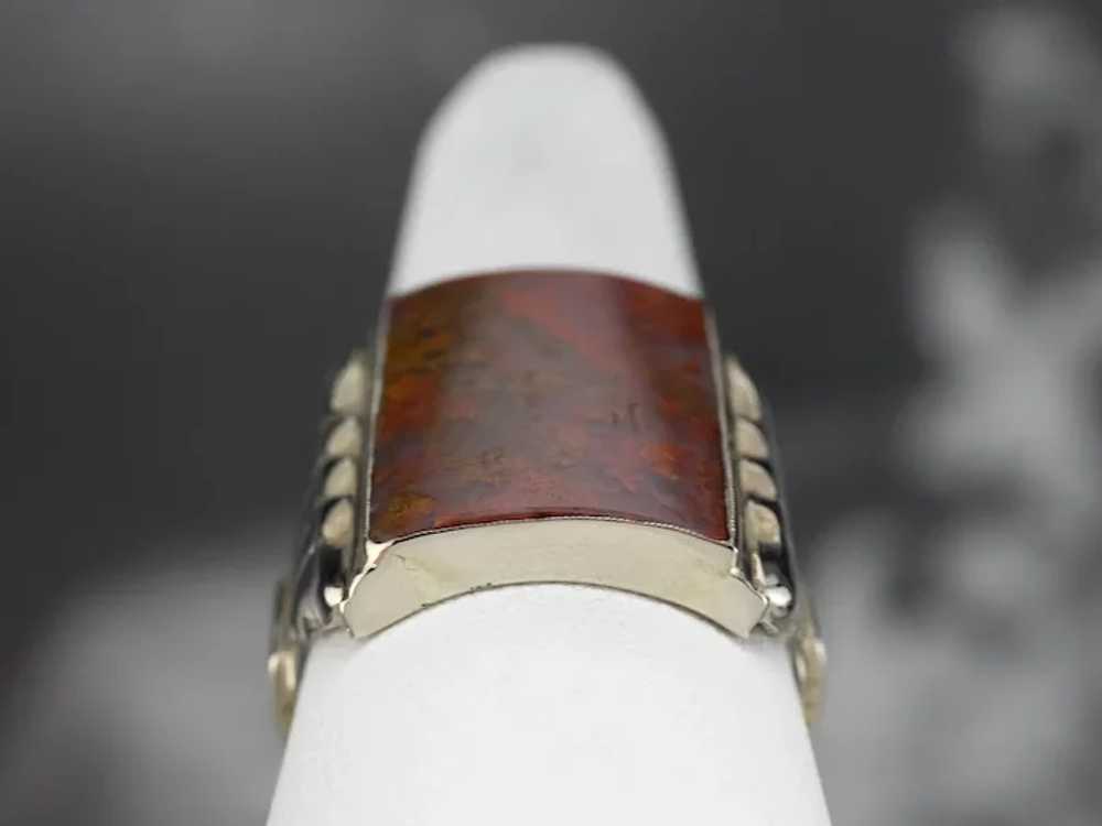 Antique Carnelian Moss Agate Ring - image 8