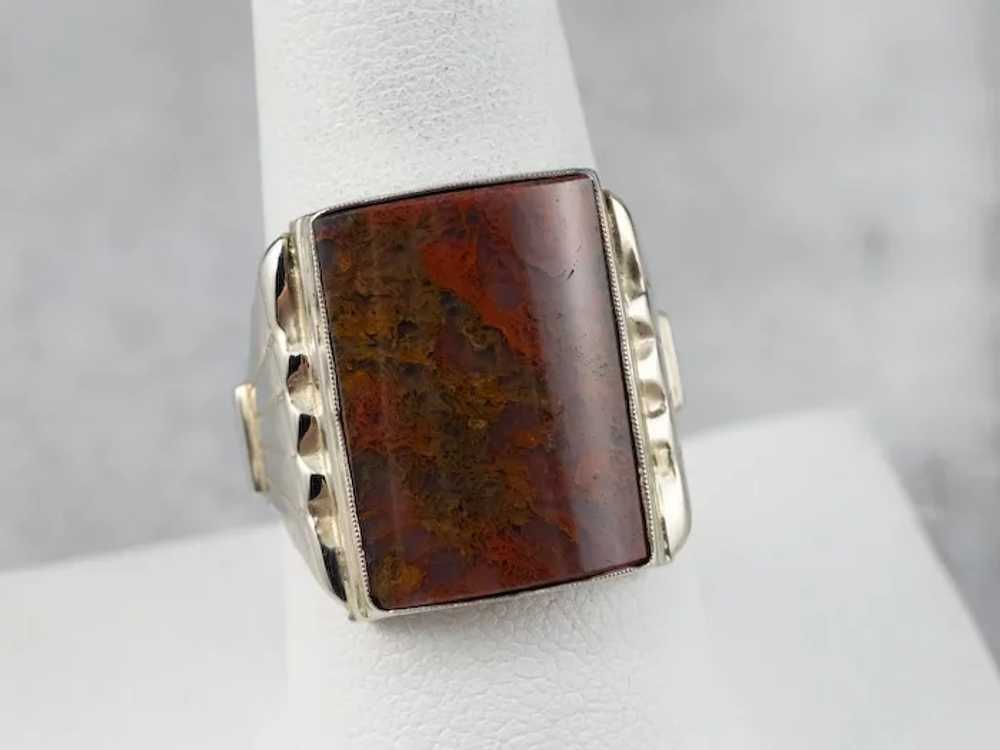 Antique Carnelian Moss Agate Ring - image 9