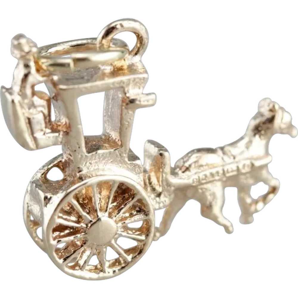 Vintage Horse Drawn Carriage Charm - image 1
