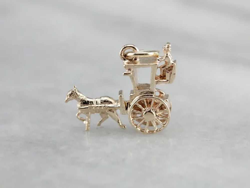Vintage Horse Drawn Carriage Charm - image 2