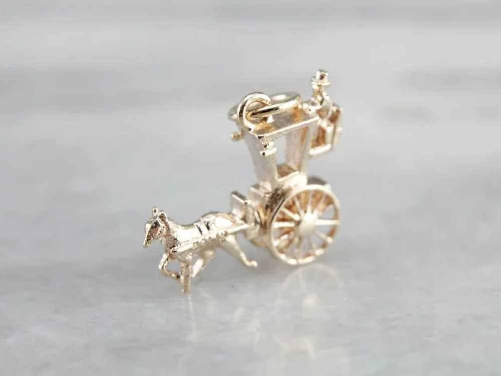 Vintage Horse Drawn Carriage Charm - image 3