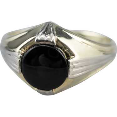 Retro Era Black Onyx Solitaire Ring - image 1